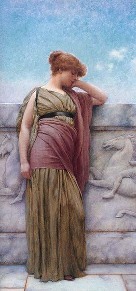 John William Godward Godward Leaning on the Balcony